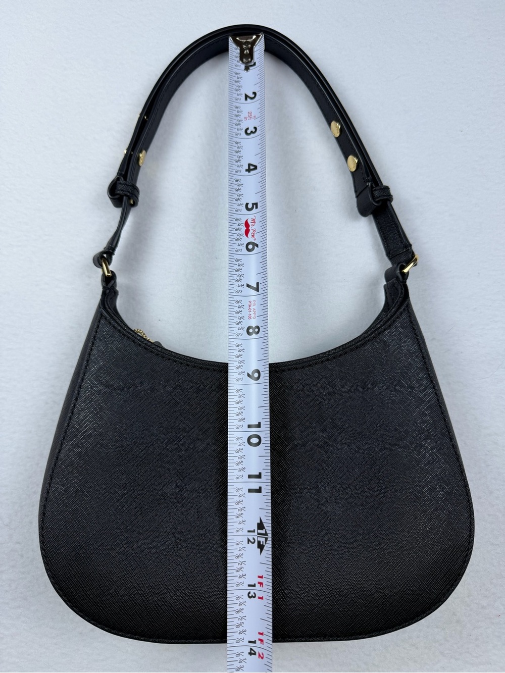 Tory Burch Black Saffiano Leather Small Crescent / Shoulder Bag Gold Hardware - Picture 12 of 13